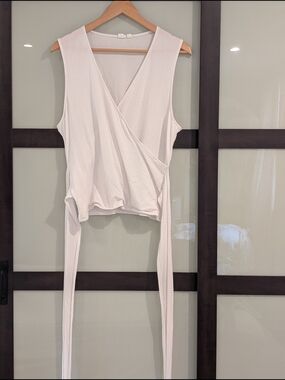 Sleeveless Wrap Tank Top - White